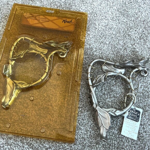 2 KIRSCH Drapery Curtain Scarf Holders, Silver Vine, Gorgeous, NEW - Picture 2 of 5